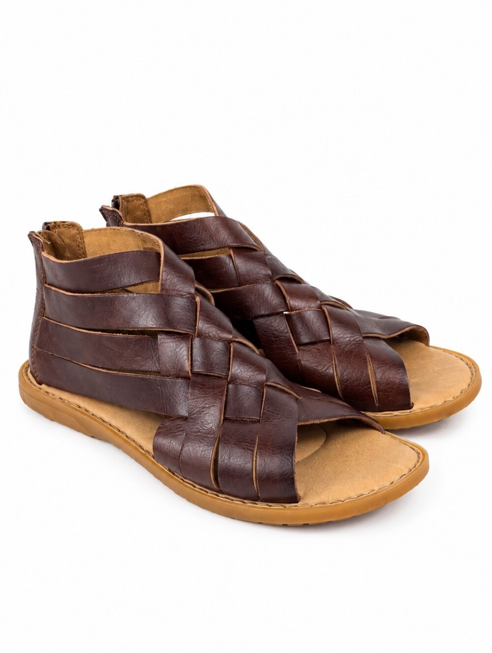 Børn Iwa Woven Brown Leather Women's Sandals Size 8